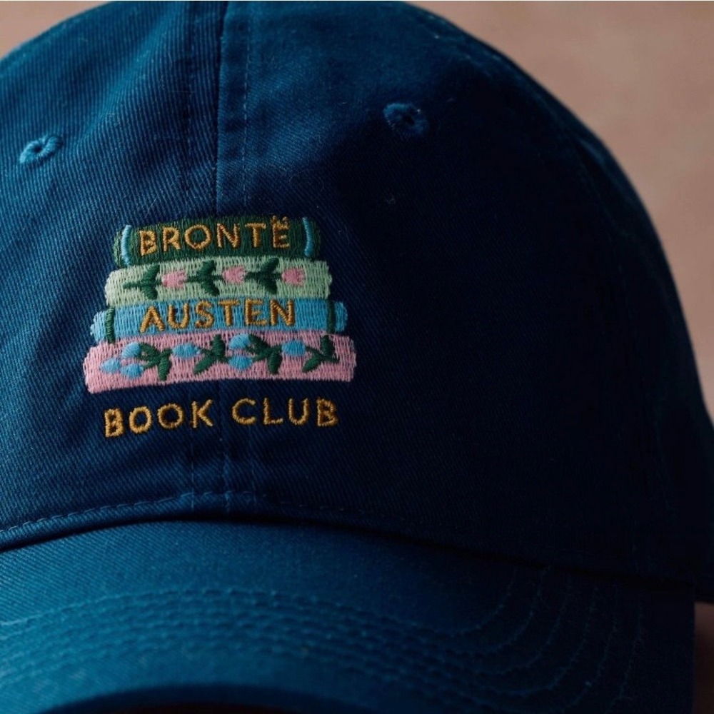 Rifle Paper Co Book Club Navy Blue Embroidered Baseball Cap Bronte Austen NWT - Picture 6 of 8